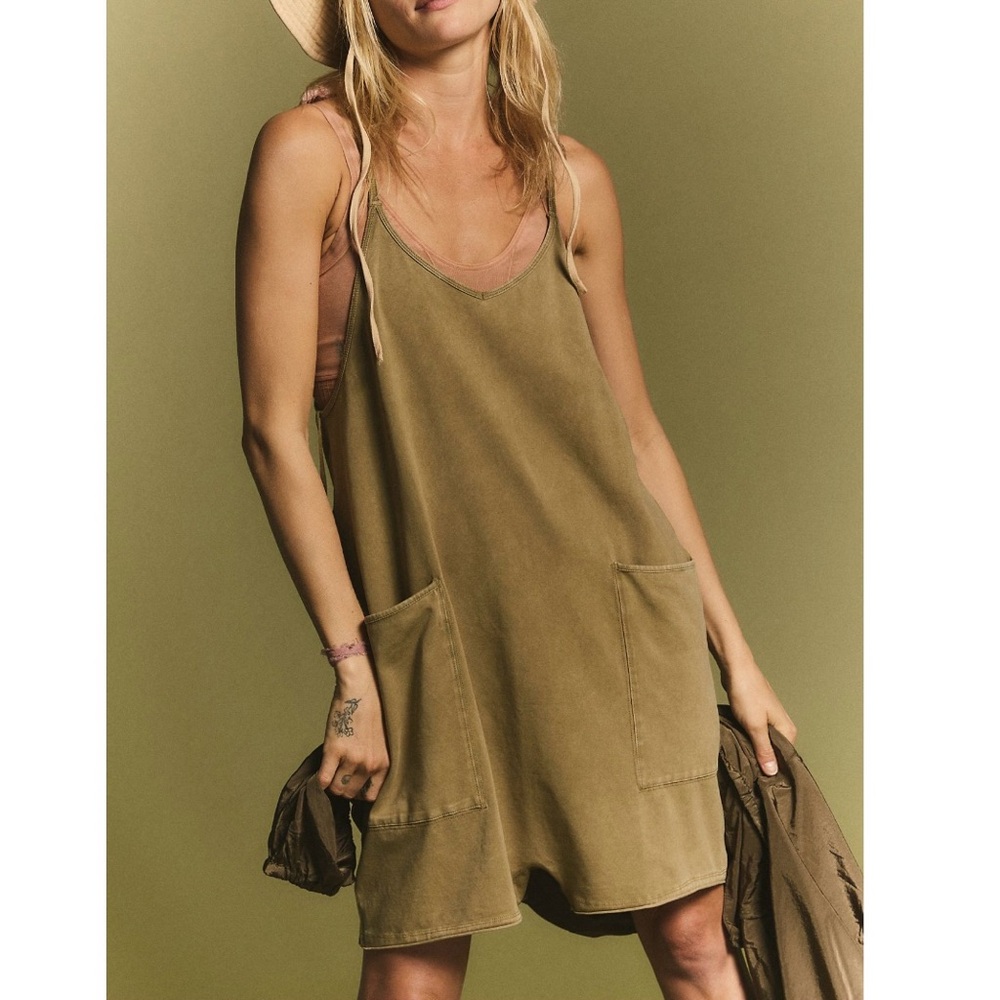 Free People Hot Shot Olive Green Romper